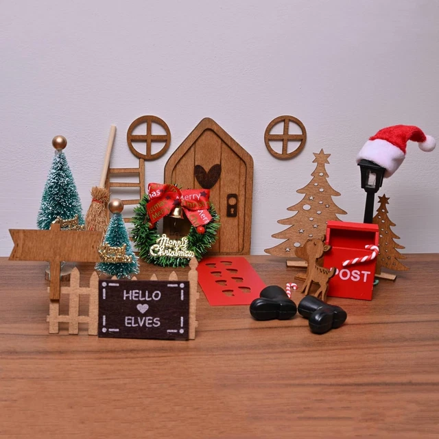 Wichteltür Set Aus Holz – 43-teiliges Weihnachtsdeko-Set Mit Licht Für Magische Adventszeit