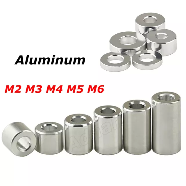 M2,3,4,5,6 Aluminum Spacers Standoff Alu Round Unthreaded Bushing Sleeve Washers