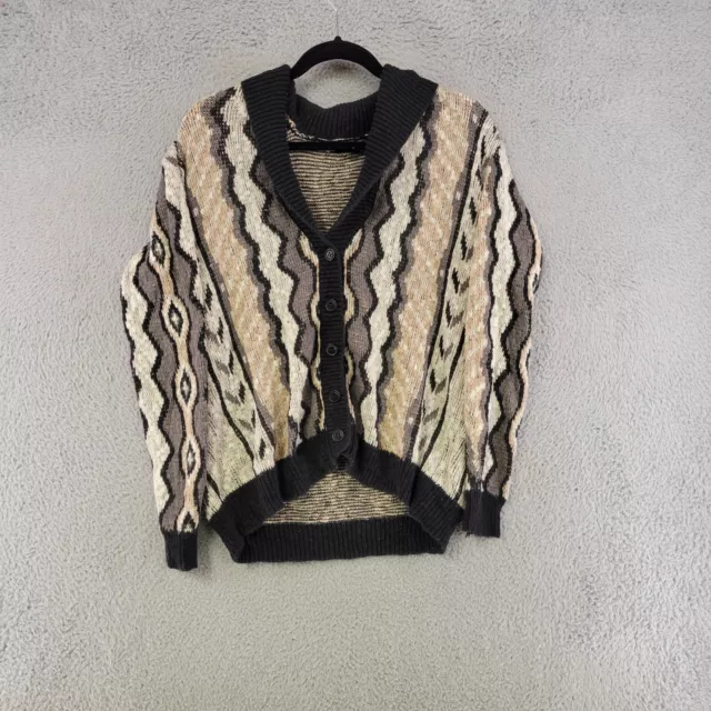 Volcom Sweater Women S Small Brown Striped Cardigan Button Up V Neck Coogi Style