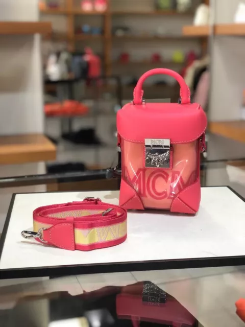 MCM Berlin Transparent Crossbody Bag Mini Teaberry Pink