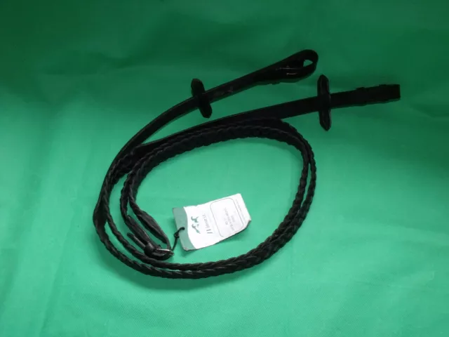 Black Plaited Reins IV Horse Black Plaited With Leather Stops 50” Pony BNWT