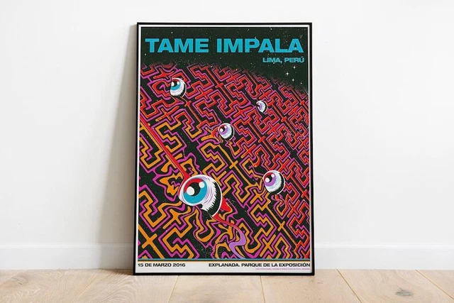 Póster de Tame Impala - Festival de Glastonbury - Colorido arte de pared retro vintage