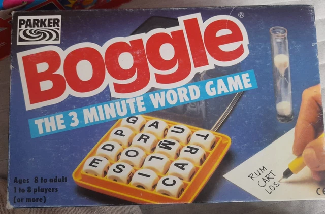 VINTAGE BOGGLE THE 3 Minute Classic Family Word Game Parker 1992 £9.99 ...
