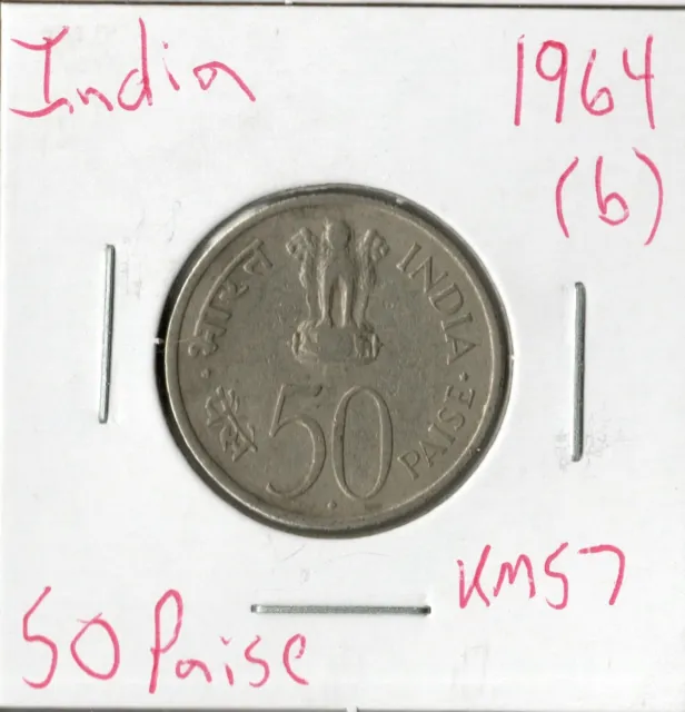Coin India 50 Paise 1964 (b) KM57