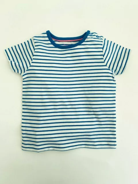 T-shirt bambina MINI BODEN top jersey cotone blu a righe maniche corte NUOVA