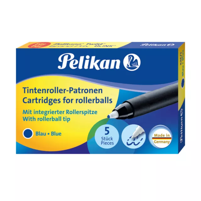5 Pelikan Tintenroller-Patronen KM/5 Pelikano oder Twist Tintenroller / blau