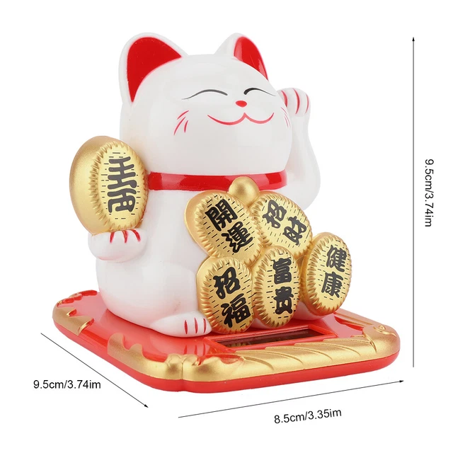 White Solar Powered Adorable Swing Lucky Beckoning Fortune Welcoming Cat