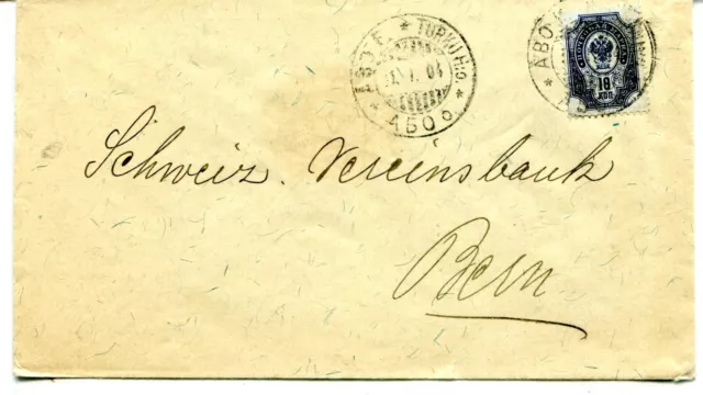 Finland Turku Hio PO 1904 cover to Bern Switzerland on envelope