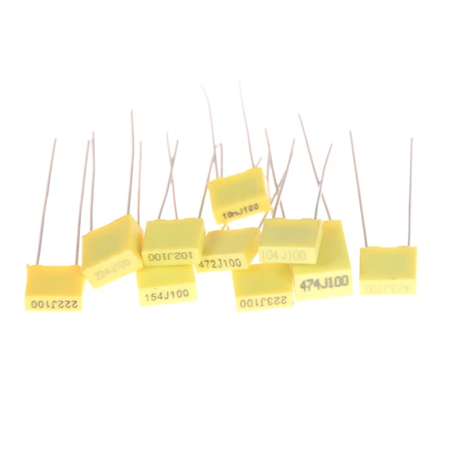 50Pcs 10 Value 1nF-0.47uF Set Polypropylene Safety Plastic Film Capacitor K.pj