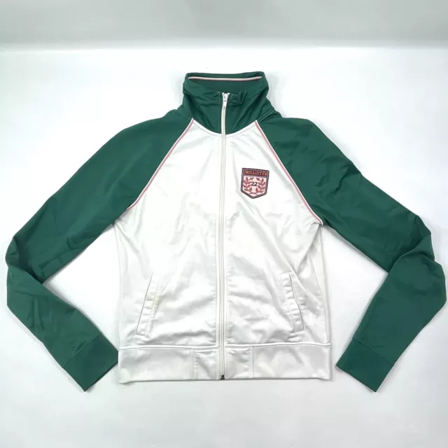 Hollister Zip Up Athletic Vintage Fit Crest White Green Sport Jacket Youth L
