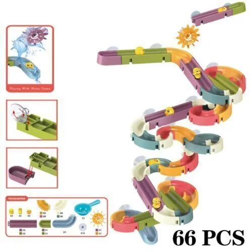 66Pcs Duck Slide Bath Toy Track Brick Set For kids Toddler Baby Fun DIY Set UK