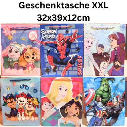 Geschenktasche XXL 32x39x12cm Paw Patrol,Disney,Marvel,Geschenktüte,Verpackung