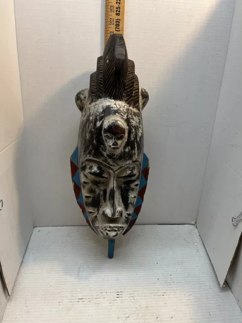 Vintage Hand Carved African Mask Guro Tribe? IVORY COAST 20" Tall TRIBAL ART