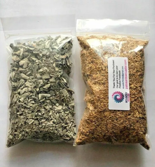 2 BAGS PALO SANTO DUST Powder 60 GR AND California White Sage Smudge Leaf 60 GRM