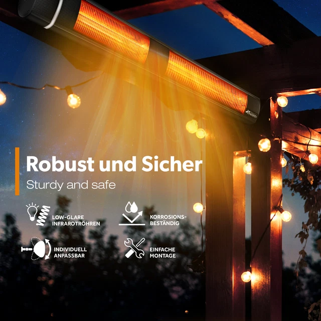 TRESKO® Heizstrahler 3000W Infrarotstrahler Wand Terrassenstrahler Wärmestrahler 3