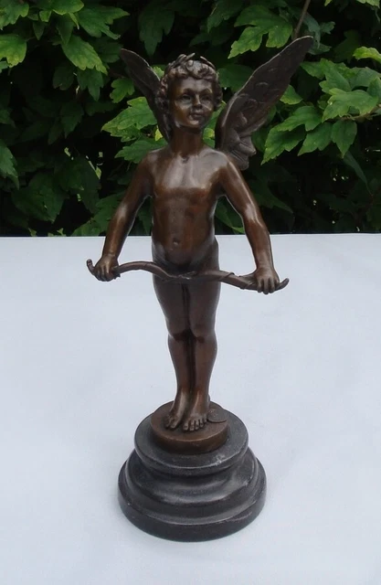 Estatua Ángel Art Deco Estilo Art Nouveau Estilo Bronce sólido Firmado