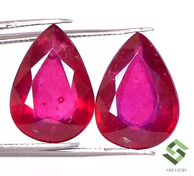 14x10 mm Natural Ruby Pear Cut Pair 12.47 CTS Mozambique Loose Gemstones GF