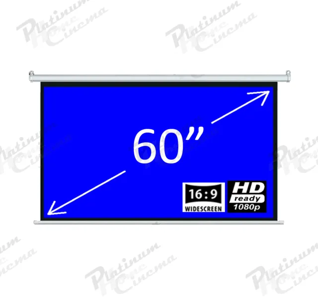 60" Electric HD Motorized Projection Screen Projector home cinema 16:9 Matt Grey
