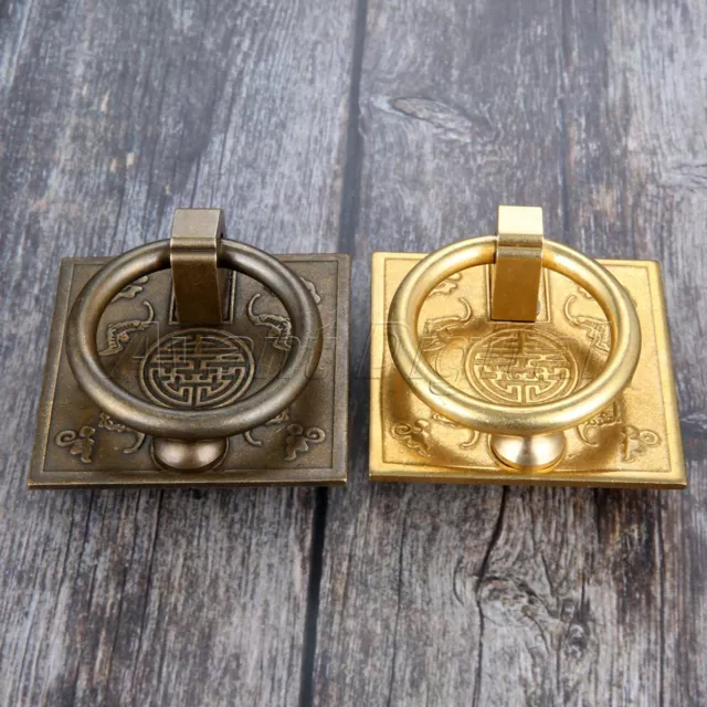 Chinese Retro Brass Handle Pull Drawer Cabinet Knob Ring Furniture Door Decor