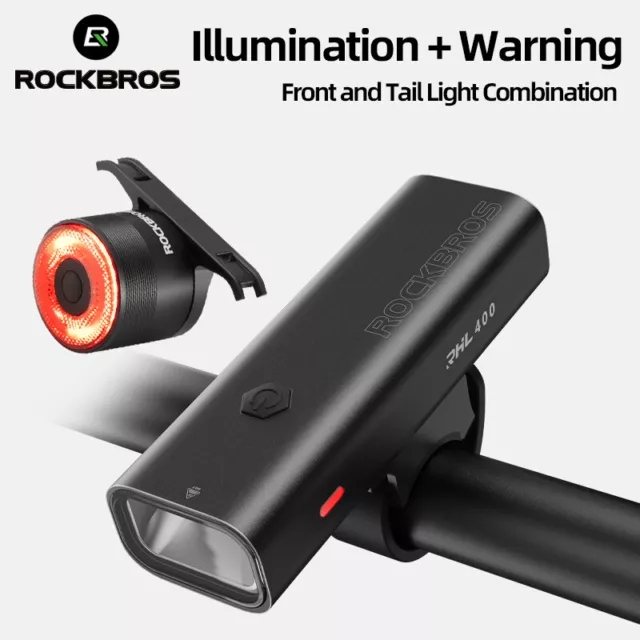 ROCKBROS Bicycle Light Sets MTB Bike Front Rear Lamp USB-C LED Headlight 1500LM