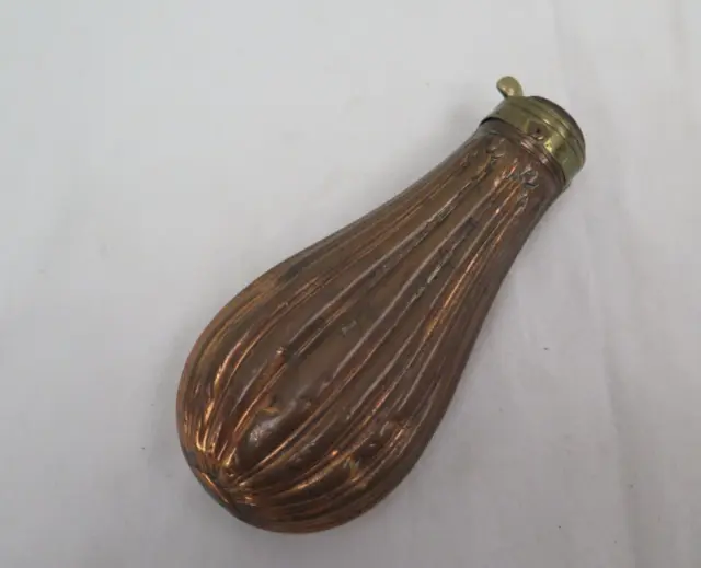 Copper & Brass Antique Powder Flask Collectable Length 17cm