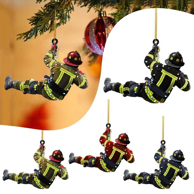 baum Anhänger Feuerwehr mann Ornament Hängende Acryl-Anhänger Heim dekoration