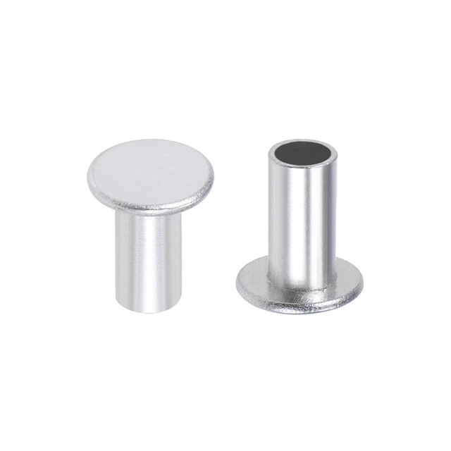 100Pcs M6x12mm Aluminium Tête plate Semi-tubulaire Rivets Argenté