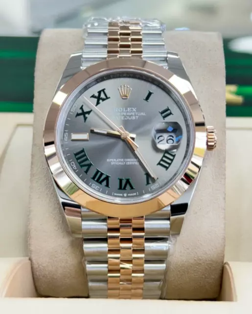 Rolex Datejust 41 Wimbledon 126301 18k Acero Oro Rosa Jubilee Caja Papel Nuevo