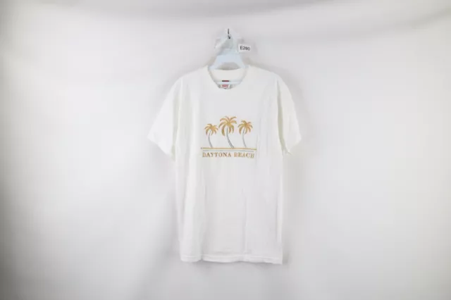 Vintage 90s Streetwear Womens Medium Spell Out Daytona Beach Palm Tree T-Shirt