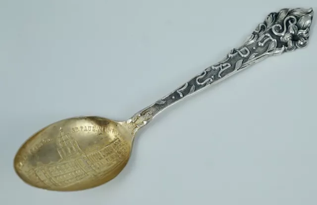 Sterling State Capital Saint Paul Minnesota Silver Souvenir Spoon Antique Floral