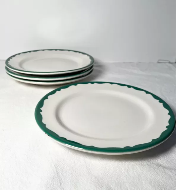 4 Buffalo China Crest Green Wave Dinner Plates 9.75”  Restaurant Ware 3
