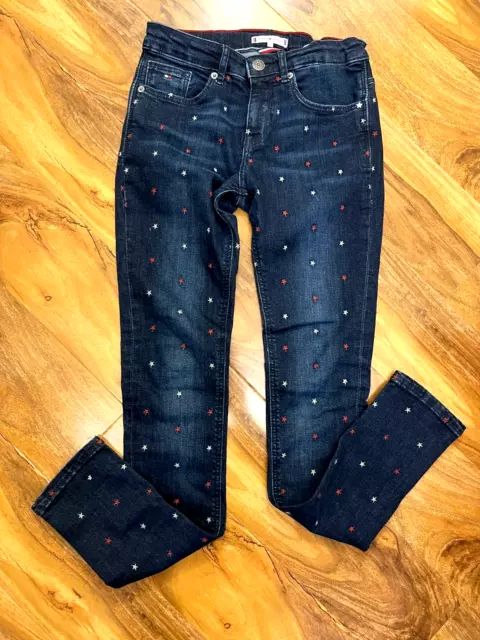 Jeans per bambina Tommy Hilfiger £65 STAMPA A STELLE SKINNY FIT/164 cm età 11-12 anni