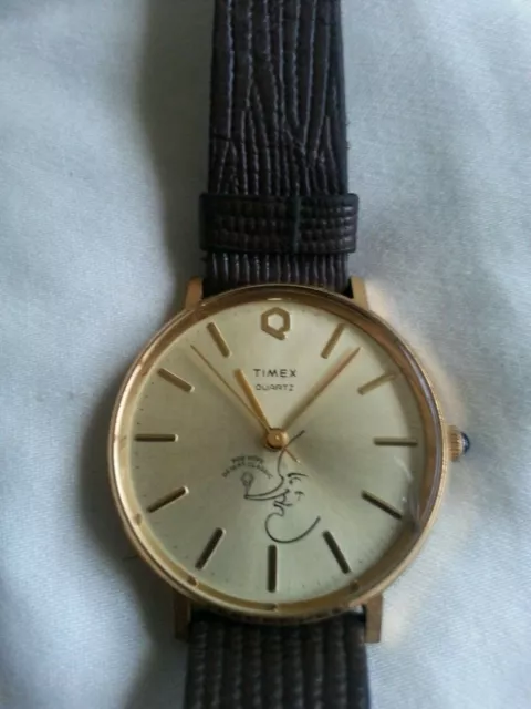 preowned bob hope stainless steel watch w/ comedian's famous nose silhouette