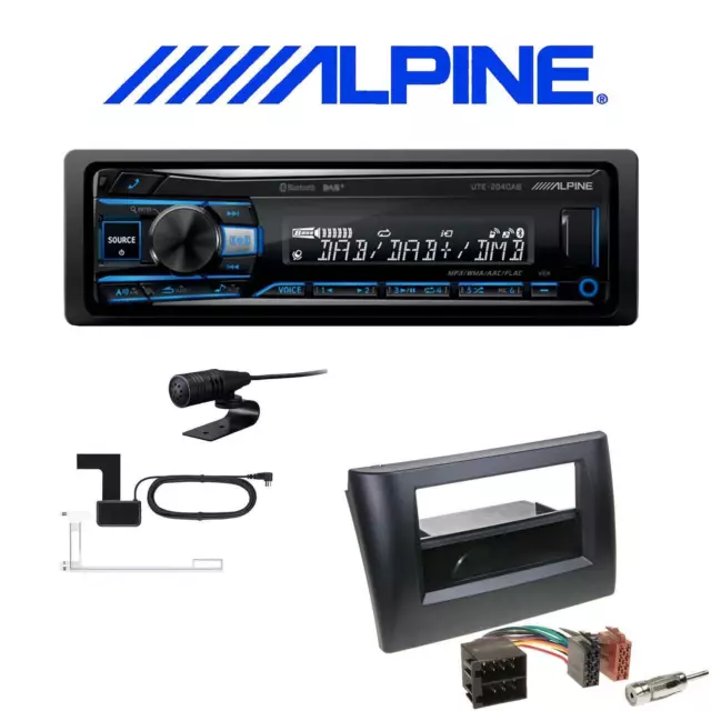 Alpine Autoradio DAB+ Bluetooth mit Einbauset für Fiat Stilo 2001-2008 schwarz