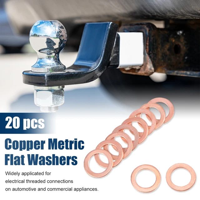 20 Pcs Metric M8 x 12mm x 1mm Copper Flat Washer Sealing Ring for Screw Bolt Nut