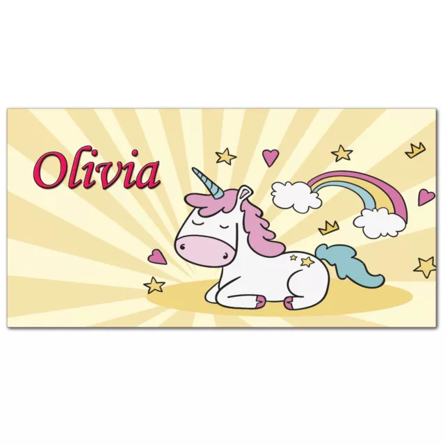 Personalised UNICORN DOOR PLAQUE Boys Girls Name Kids Metal Room Bedroom Sign