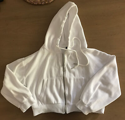 Shein girls white crop zippered hoodie size small - Worn Once