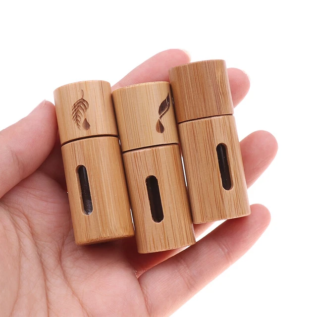 3MLNatural Bamboo Wood Roll On Ball Bottle Perfume Aromatherapy Bottle Oil R BII