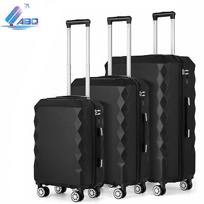 ABQ Trolley Case 3-PCS Hardside Lightweight Spinner Luggage Bag Set w/TSA Lock
