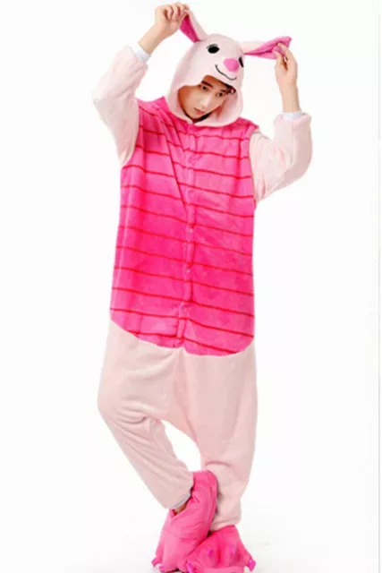 Unisex Adult Piglet The Pooh Flannel Onesie11 Cosplay Costume Kigurumi Pajamas &