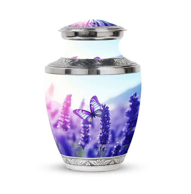 Cremation Urns For Burial Purple Butterfly On Purple Meadow (3 Inch) Pack Of 1