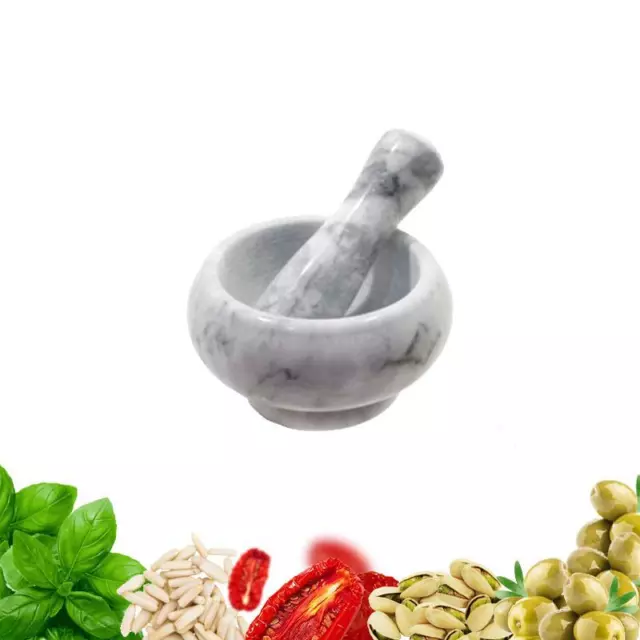 Mini mortaio pestello marmo 6,5 cm pesto pesta tutto macina spezie erbe cucina