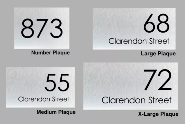 Custom House Number and Street Name Address Plaque Brushed Aluminium Sign