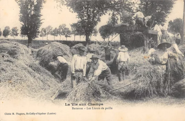 Cpa 48 La Vie Aux Champs Batteuse Les Lieurs De Paille / Agriculture