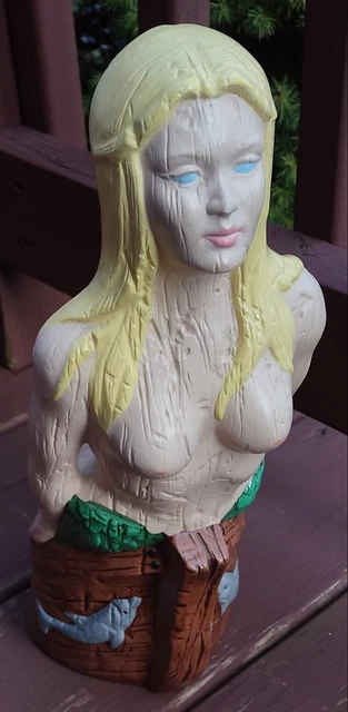 Vintage 1973 Mermaid Figurehead 14" Holland Mold Ceramic Nautical Maritime Decor