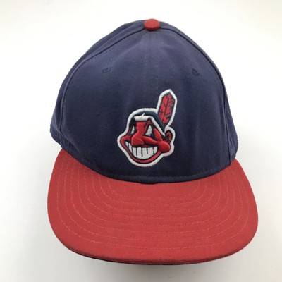 Vintage Cleveland Indians Hat Size 7 5/8 on Blue MLB Baseball USA 90s