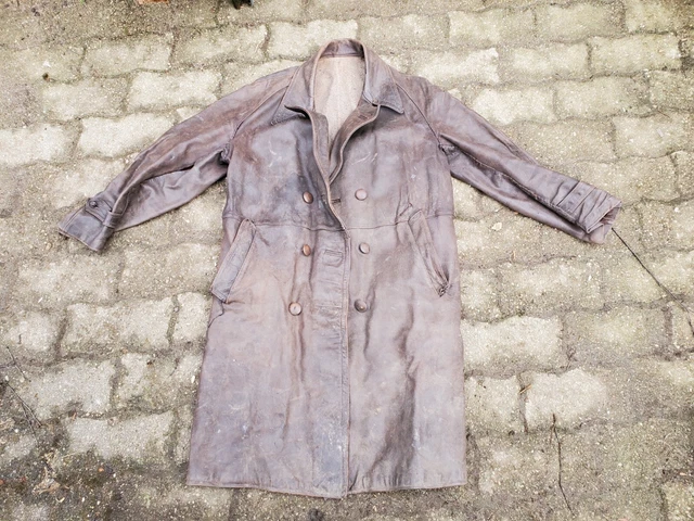 Ancien Manteau Veste Gabardine Militaire WW1 WW2 ou de métier Corvée à identifié