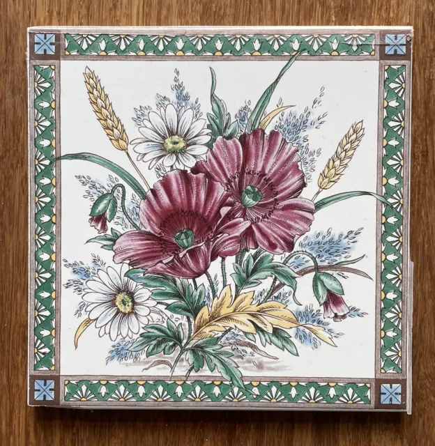 Vintage Decorative Ceramic Tile FLOWERS - Floral Design