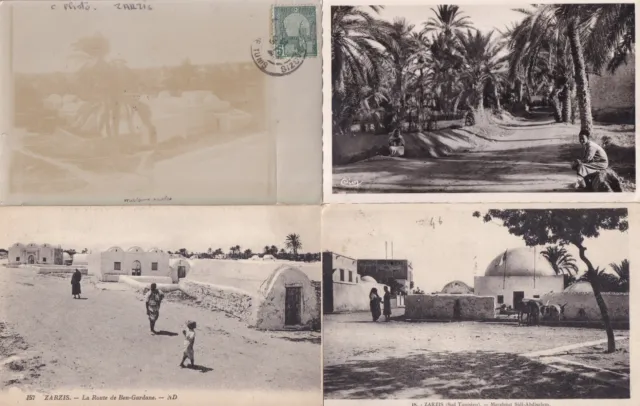 Lot de 4 cartes postales anciennes postcards TUNISIE TUNISIA ZARZIS