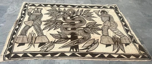 4x6 Schlammtuch, handgefertigter Wandteppich, großer Wandteppich, afrikanische Malerei Wandteppich, 20701